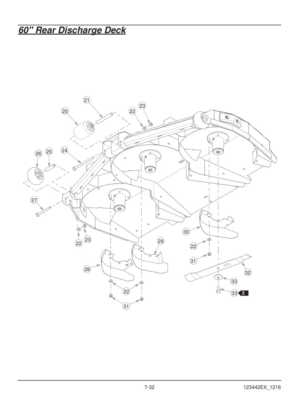Hustler® X-One® Parts Manual - 936237EX - 60" Rear Discharge Deck diagram