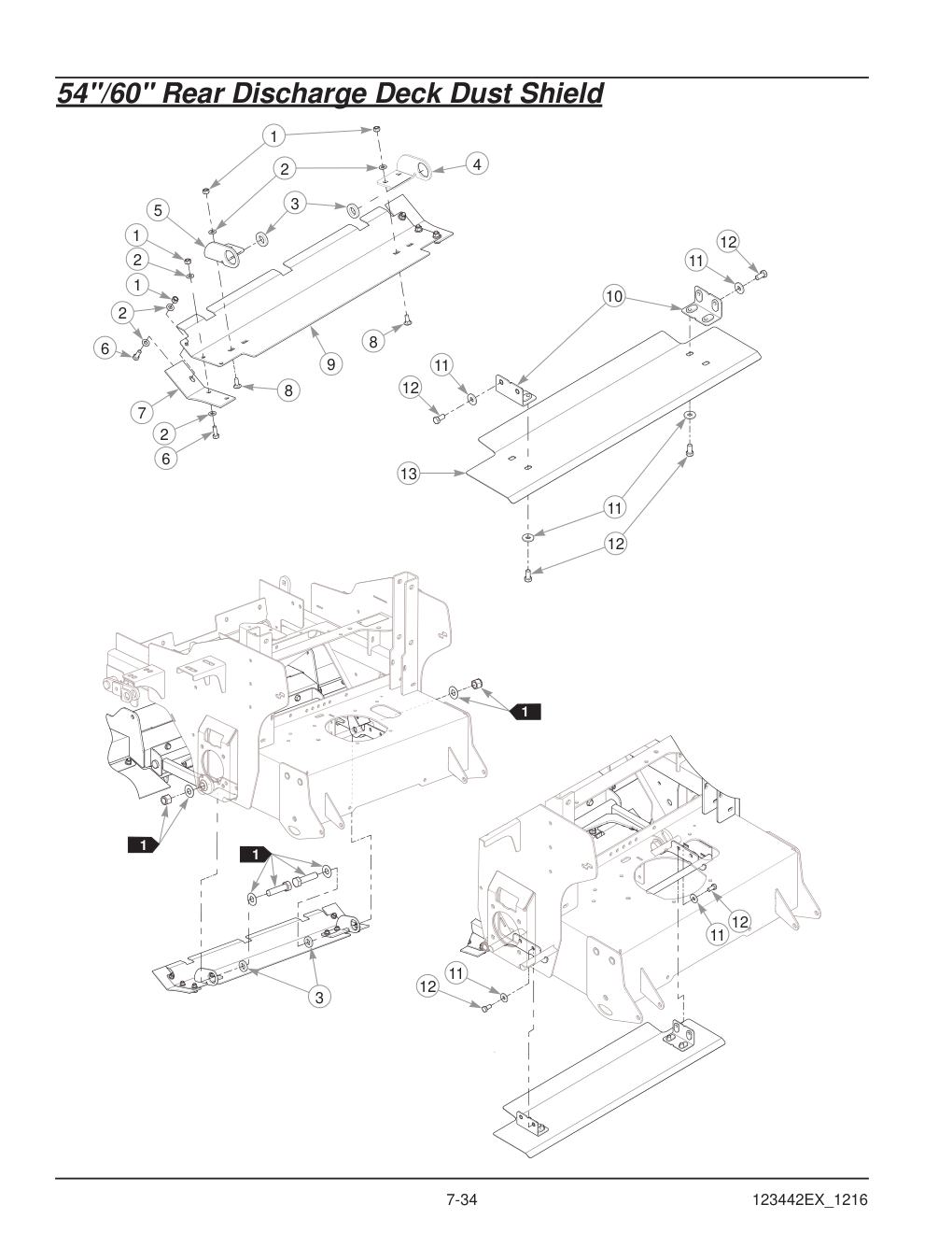 Hustler® X-One® Parts Manual - 936237EX - 54"/60" Rear Discharge Deck Dust Shield diagram
