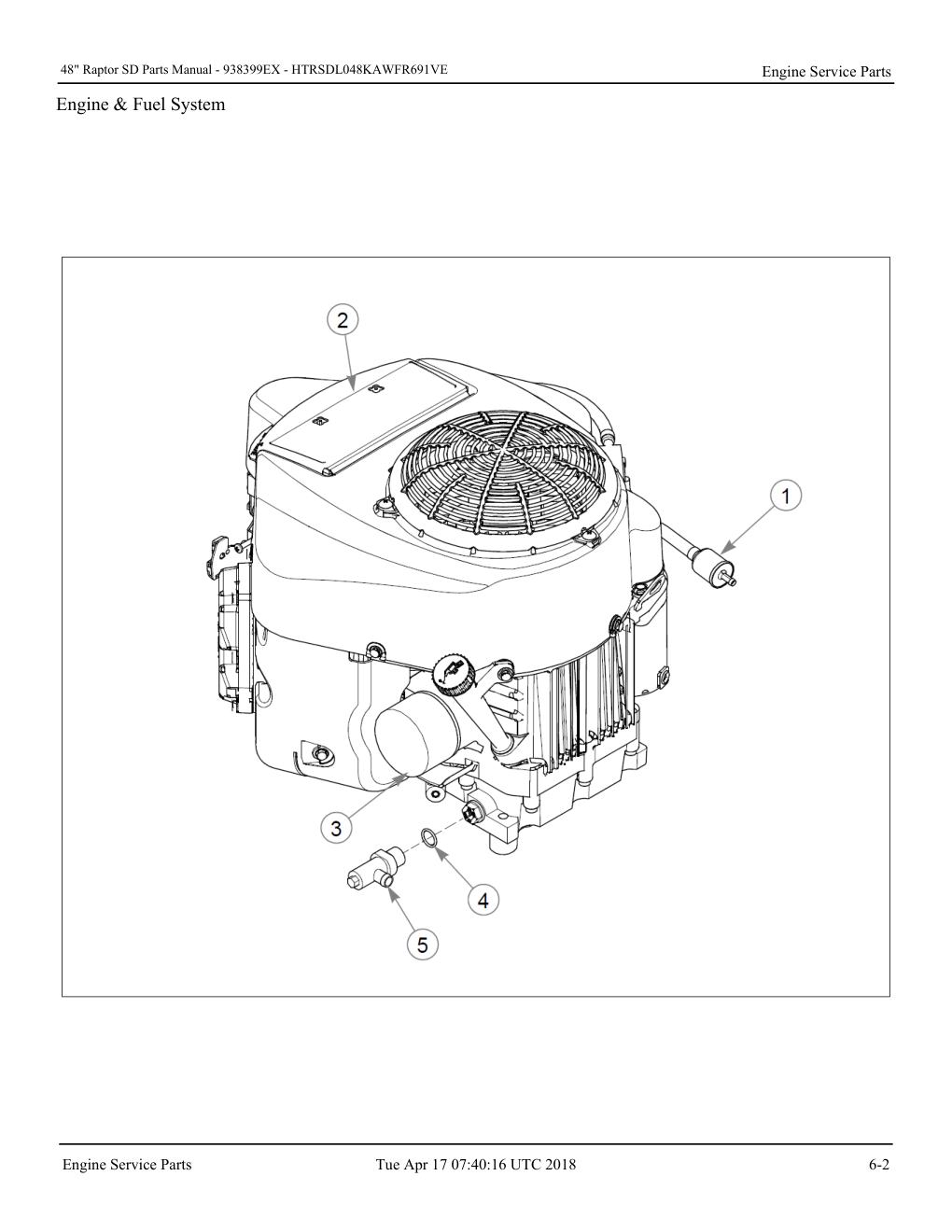 48" Raptor SD Parts Manual - - 938399EX - Engine Service Parts diagram