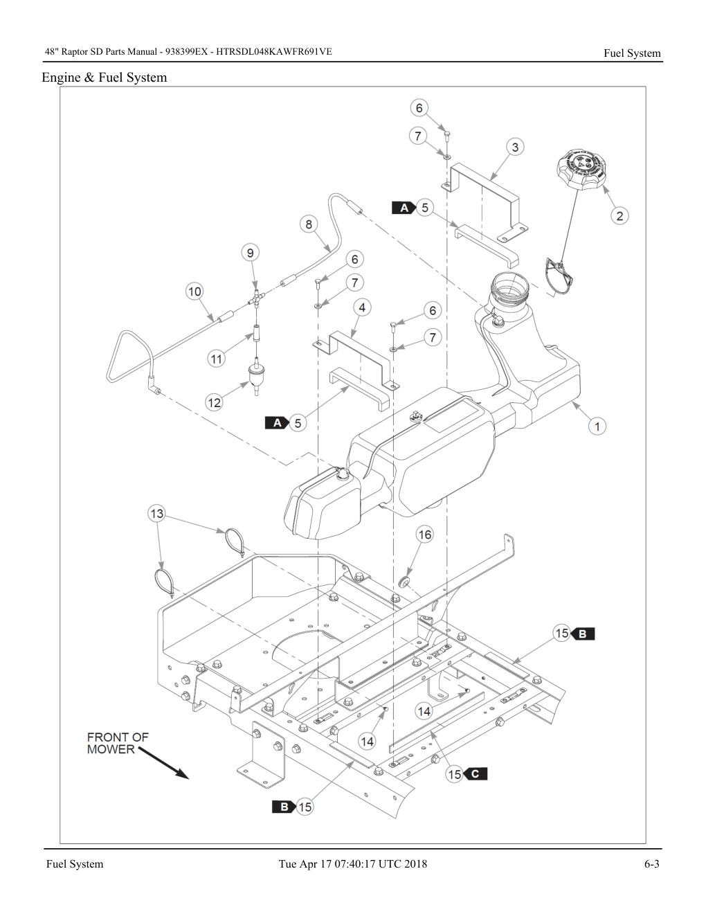 48" Raptor SD Parts Manual - - 938399EX - Fuel System diagram