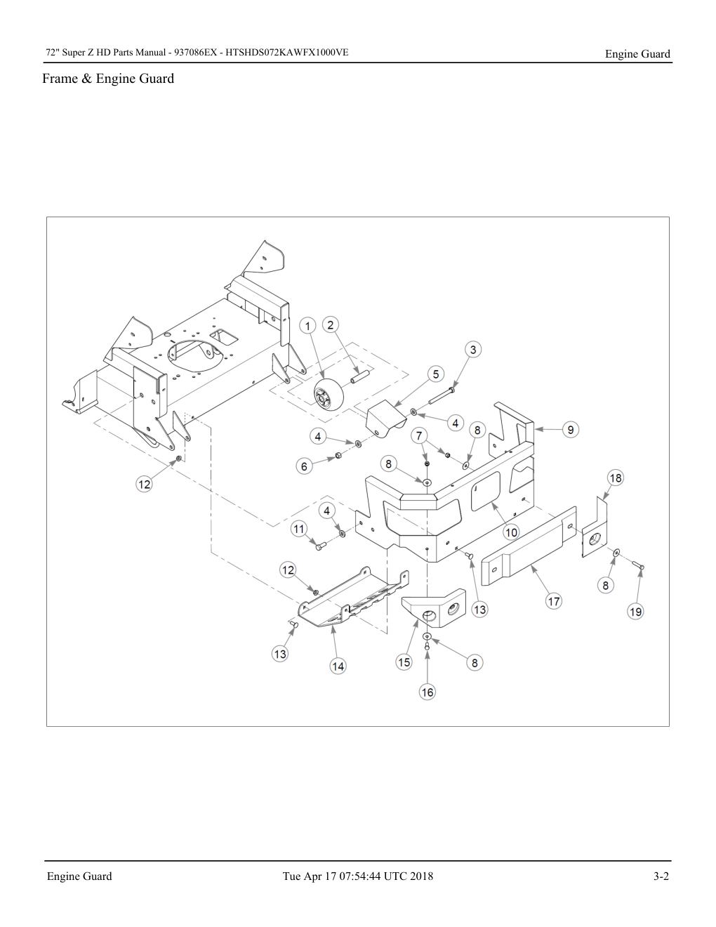 72" Super Z HD Parts Manual - - 937086EX - Engine Guard diagram