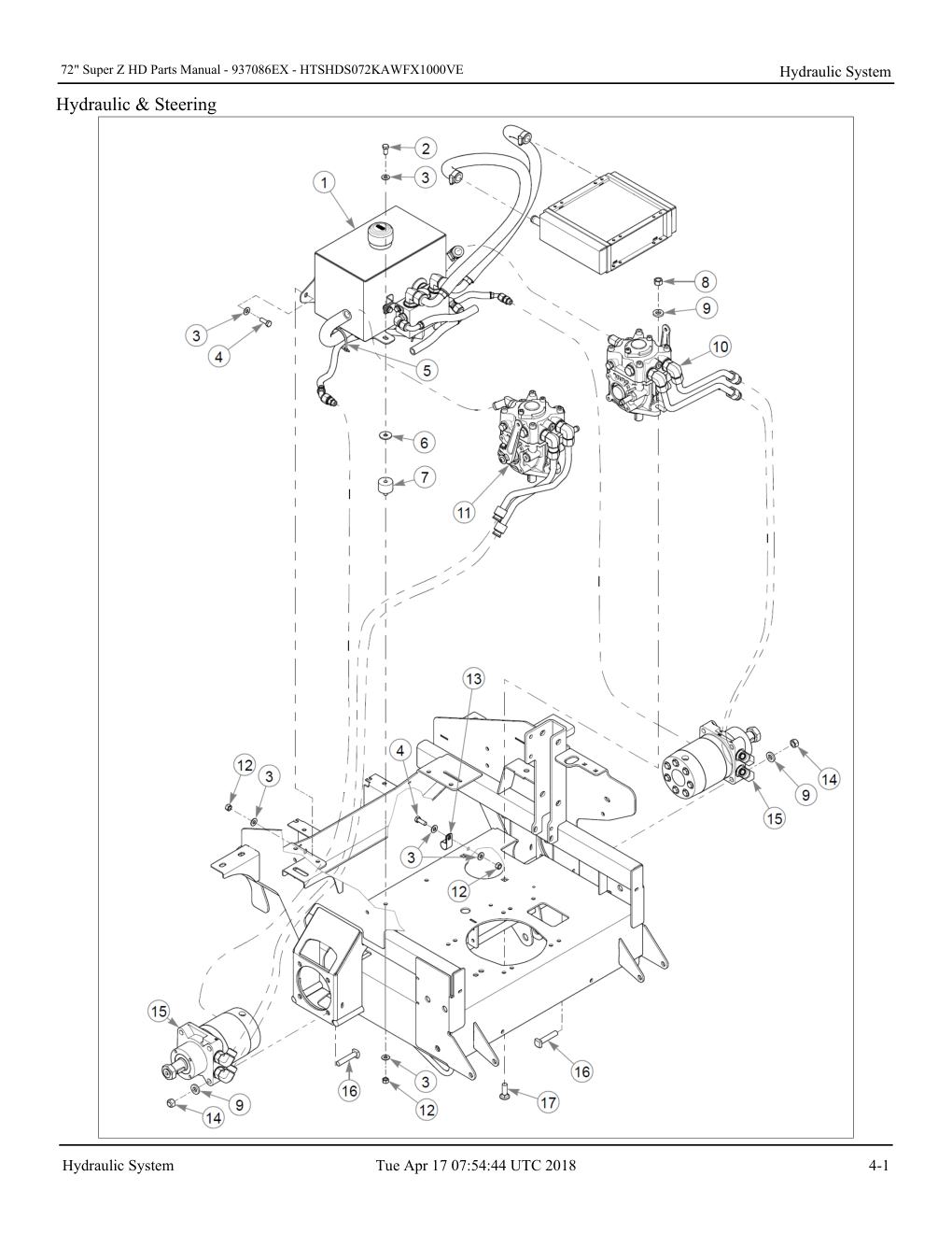 72" Super Z HD Parts Manual - - 937086EX - Hydraulic System diagram