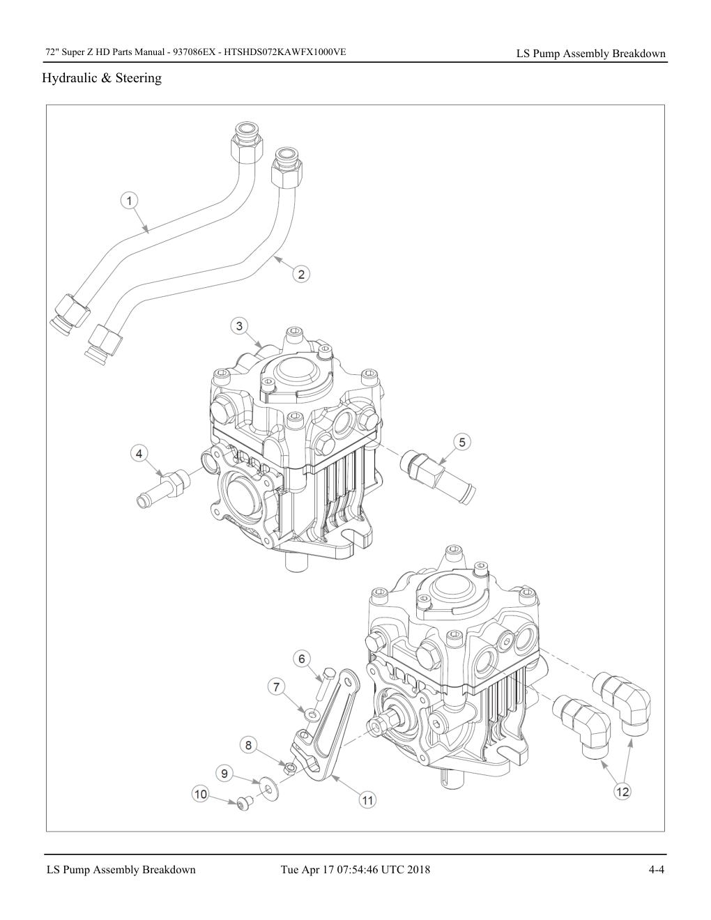 72" Super Z HD Parts Manual - - 937086EX - LS Pump Assembly Breakdown diagram