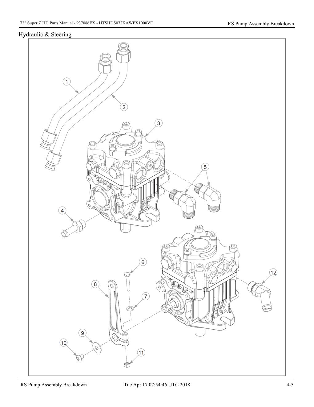 72" Super Z HD Parts Manual - - 937086EX - RS Pump Assembly Breakdown diagram