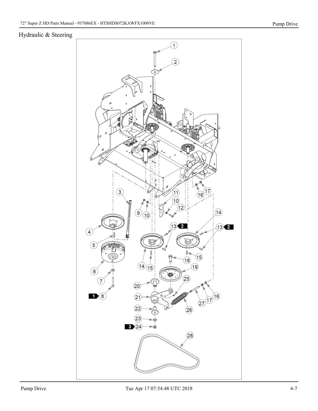 72" Super Z HD Parts Manual - - 937086EX - Pump Drive diagram