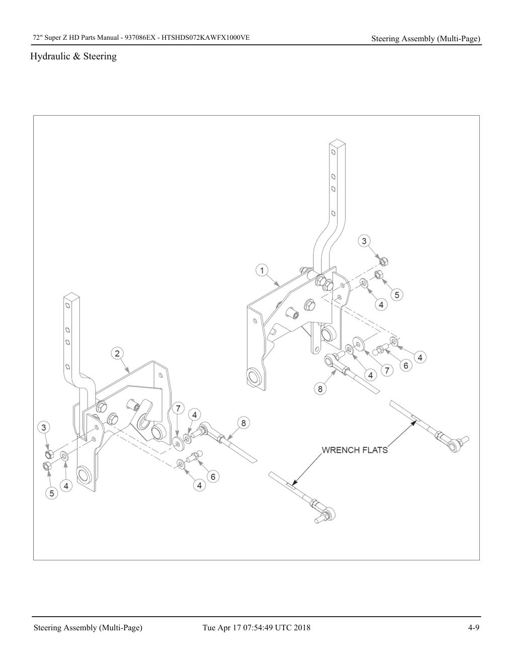 72" Super Z HD Parts Manual - - 937086EX - Steering Assembly (Multi-Page) diagram