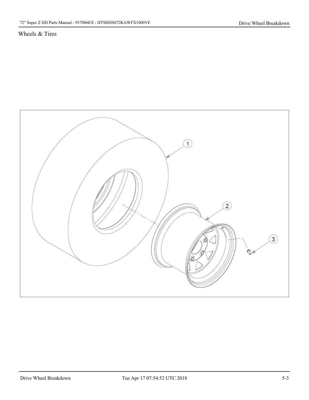 72" Super Z HD Parts Manual - - 937086EX - Drive Wheel Breakdown diagram