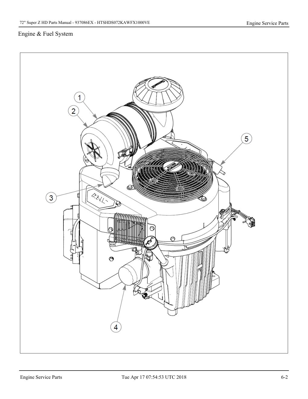 72" Super Z HD Parts Manual - - 937086EX - Engine Service Parts diagram