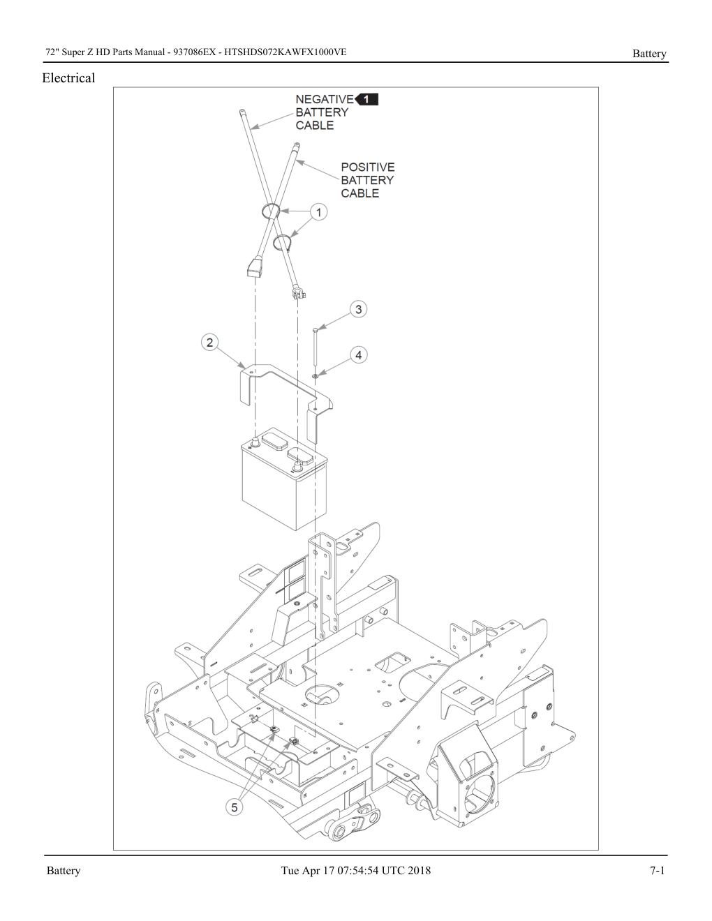 72" Super Z HD Parts Manual - - 937086EX - Battery diagram
