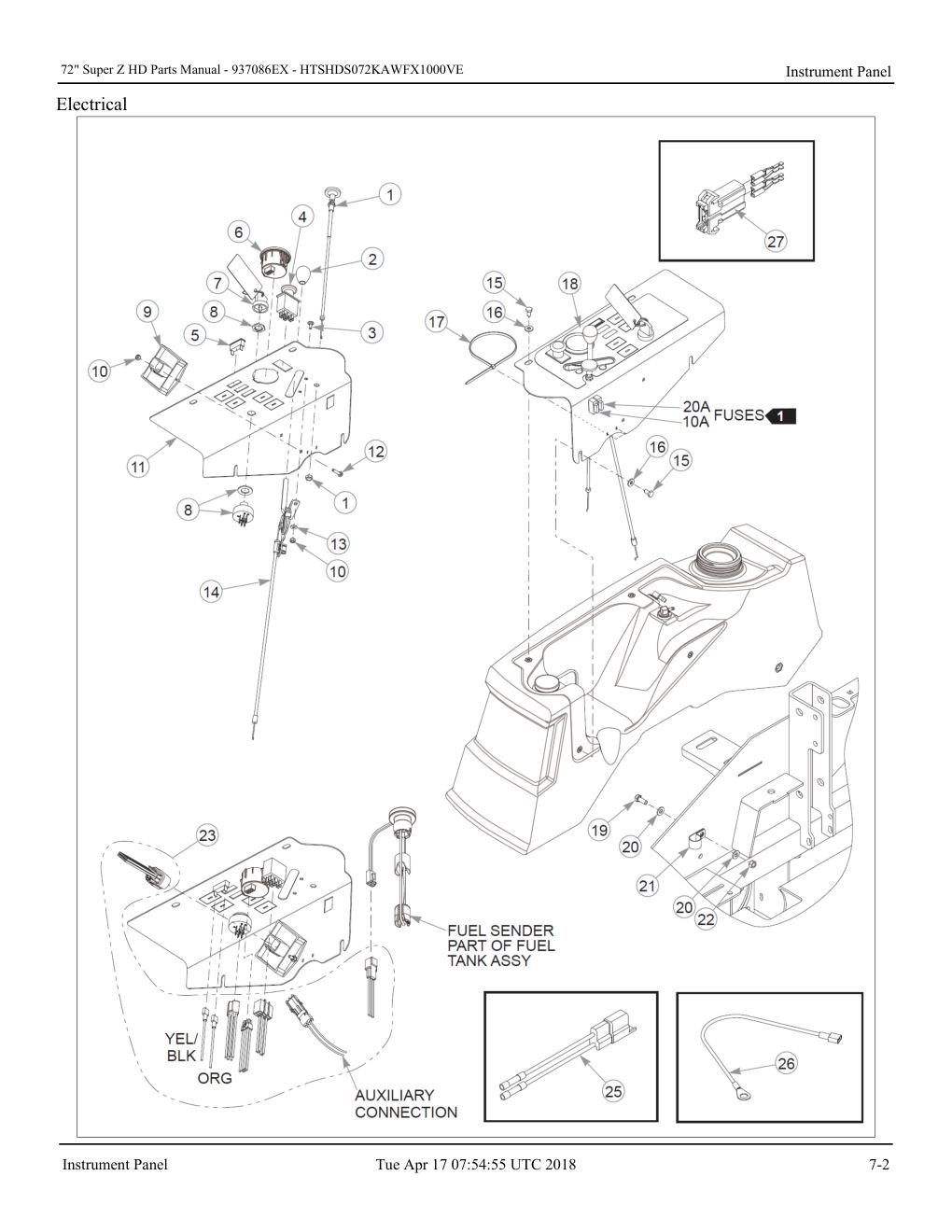 72" Super Z HD Parts Manual - - 937086EX - Instrument Panel diagram