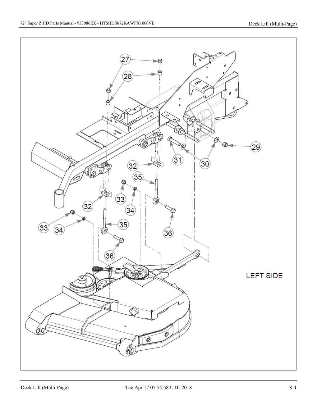 72" Super Z HD Parts Manual - - 937086EX - Deck Lift (Multi-Page) diagram