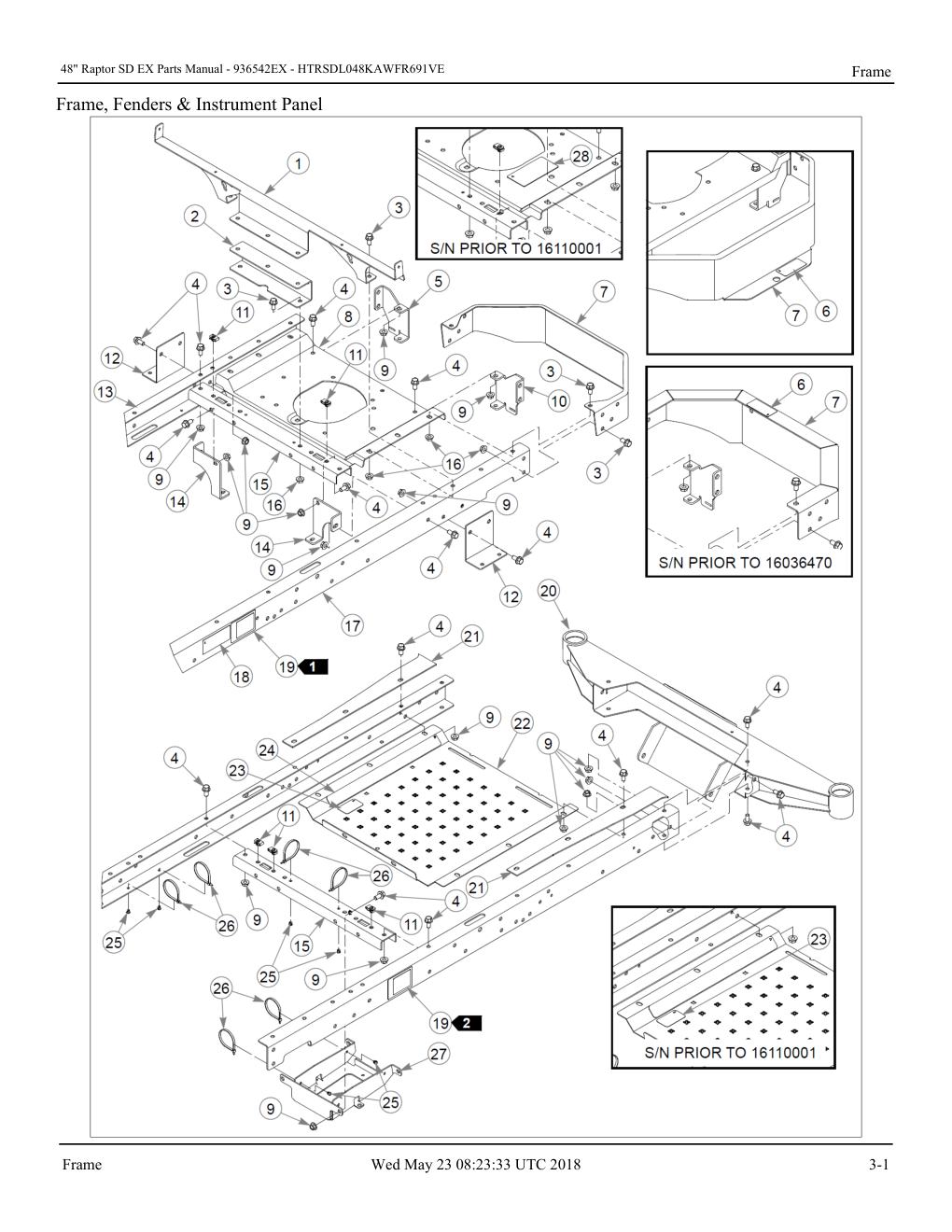 48" Raptor SD EX Parts Manual - - 936542EX - Frame diagram