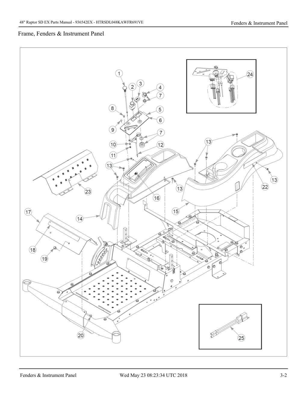 48" Raptor SD EX Parts Manual - - 936542EX - Fenders & Instrument Panel diagram