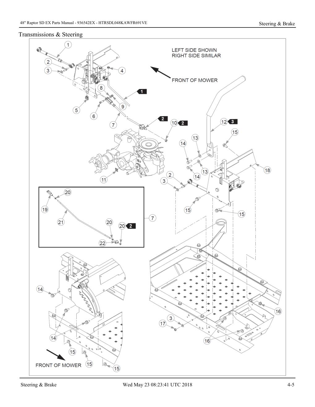 48" Raptor SD EX Parts Manual - - 936542EX - Steering & Brake diagram