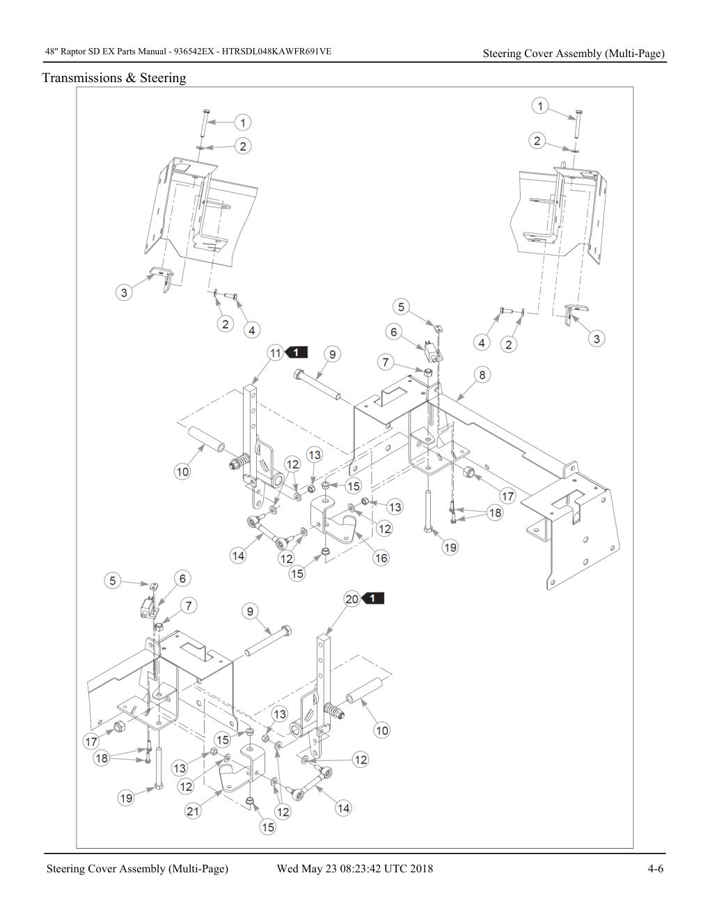 48" Raptor SD EX Parts Manual - - 936542EX - Steering Cover Assembly (Multi-Page) diagram