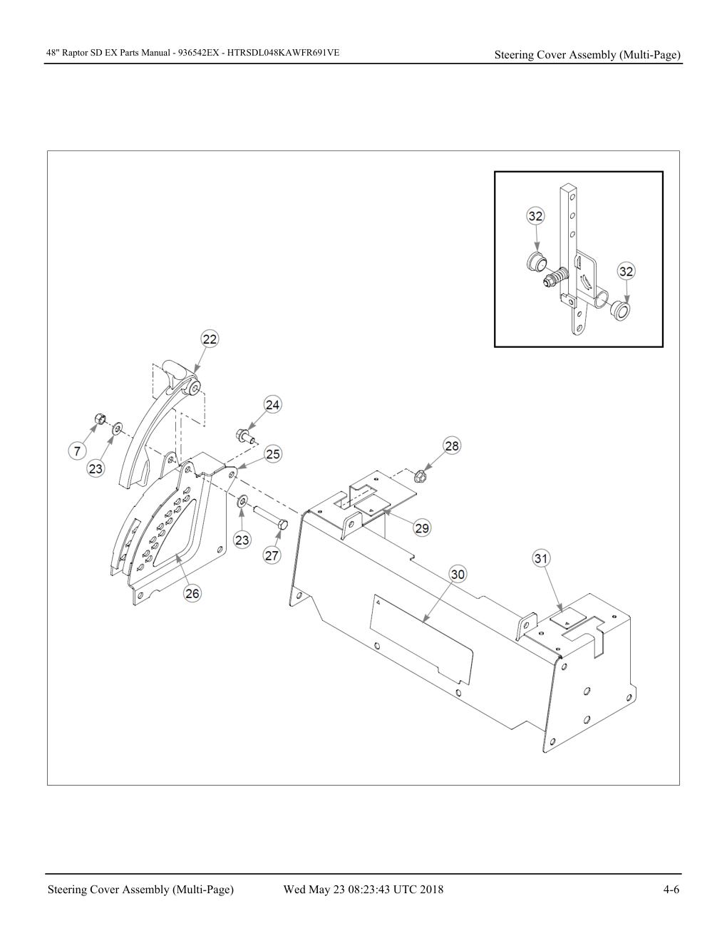 48" Raptor SD EX Parts Manual - - 936542EX - Steering Cover Assembly (Multi-Page) diagram
