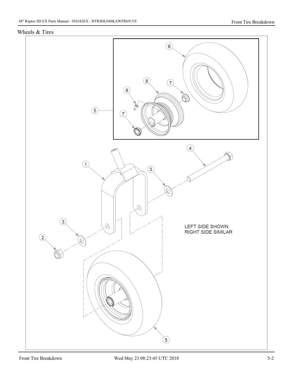 48" Raptor SD EX Parts Manual - - 936542EX - Front Tire Breakdown diagram