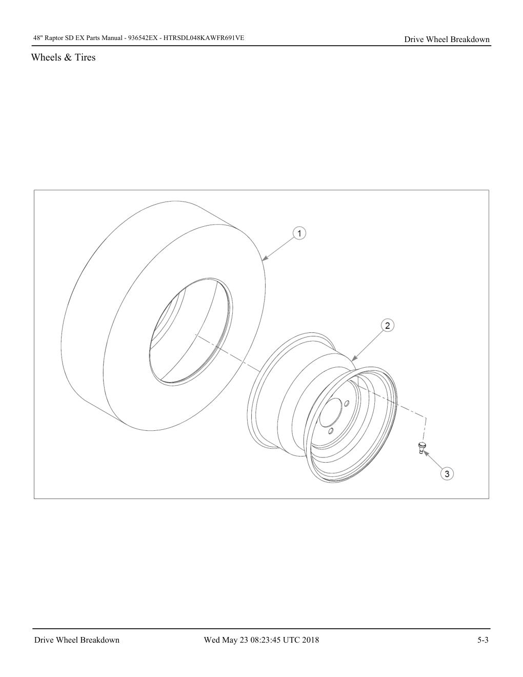 48" Raptor SD EX Parts Manual - - 936542EX - Drive Wheel Breakdown diagram