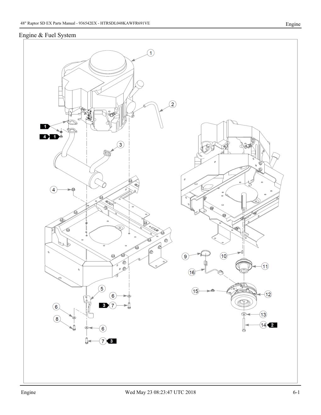 48" Raptor SD EX Parts Manual - - 936542EX - Engine diagram