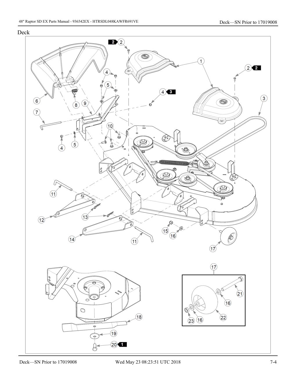 48" Raptor SD EX Parts Manual - - 936542EX - Deck-SN Prior to 17019008 diagram