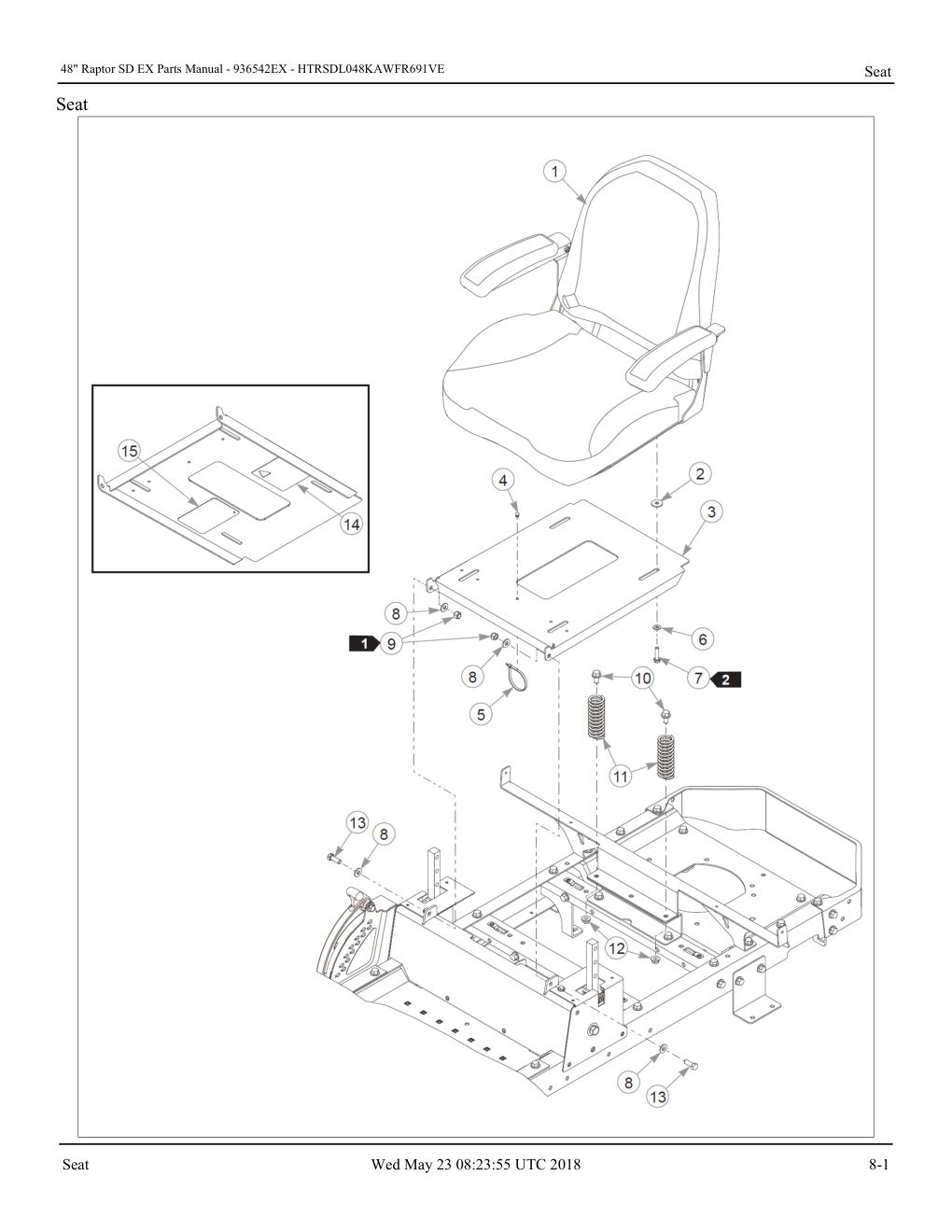 48" Raptor SD EX Parts Manual - - 936542EX - Seat diagram