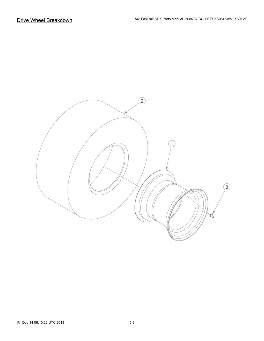 54" FasTrak SDX Parts Manual - 938787EX - HTFSXS054KAWFX691VE - 605380 - Drive Wheel Breakdown diagram