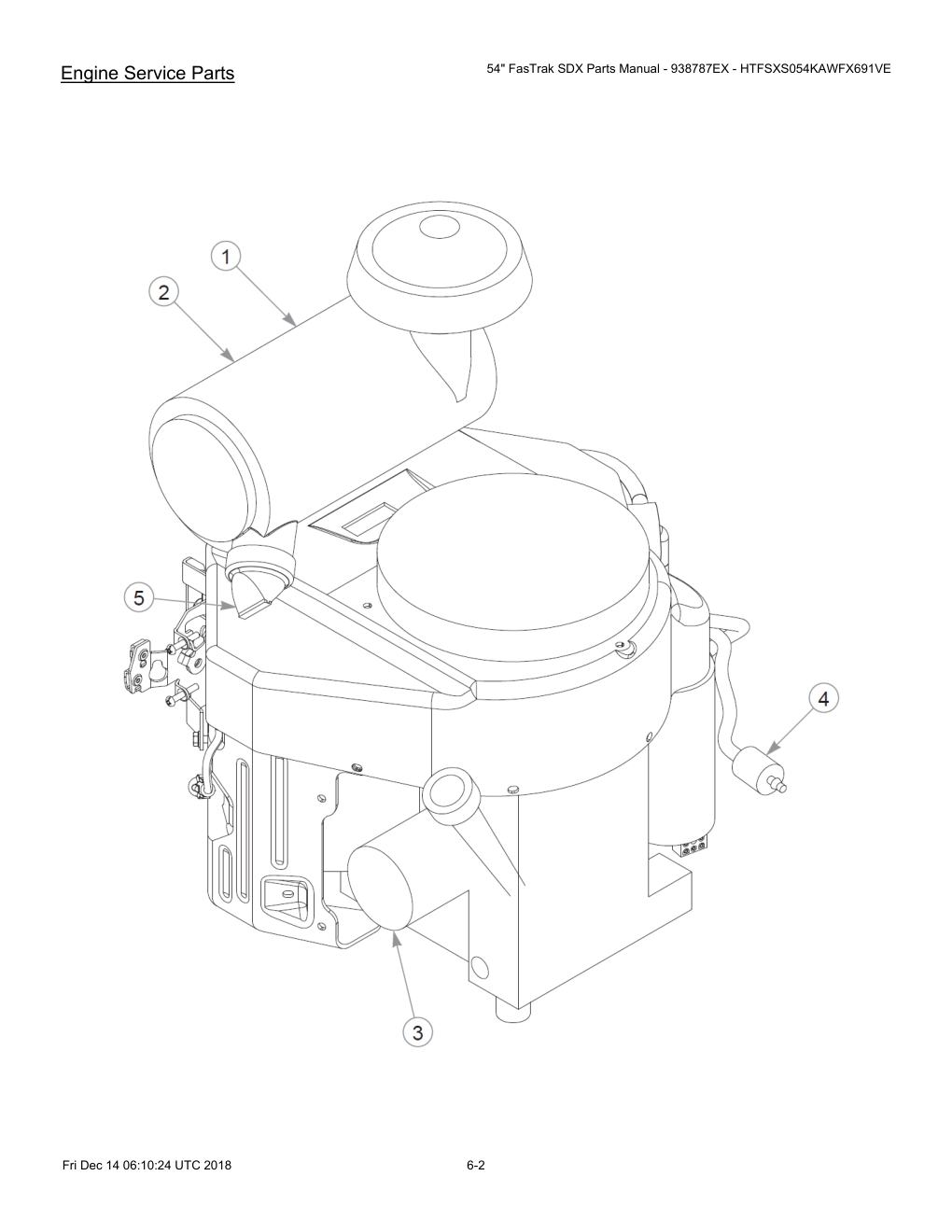 54" FasTrak SDX Parts Manual - 938787EX - HTFSXS054KAWFX691VE - 605380 - Engine Service Parts diagram