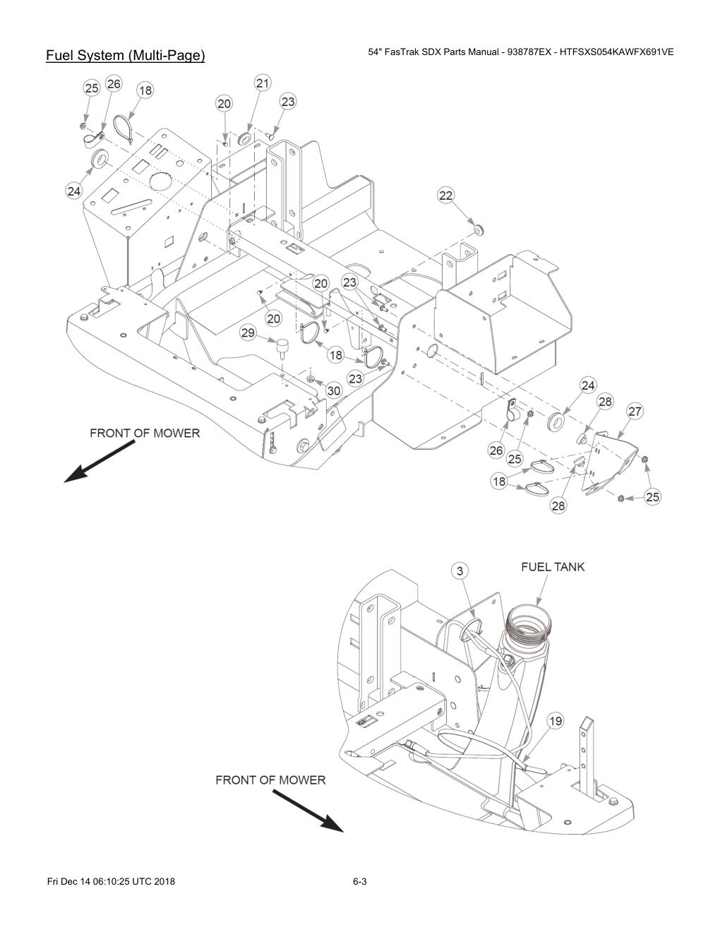 54" FasTrak SDX Parts Manual - 938787EX - HTFSXS054KAWFX691VE - 605380 - Fuel System (Multi-Page) diagram