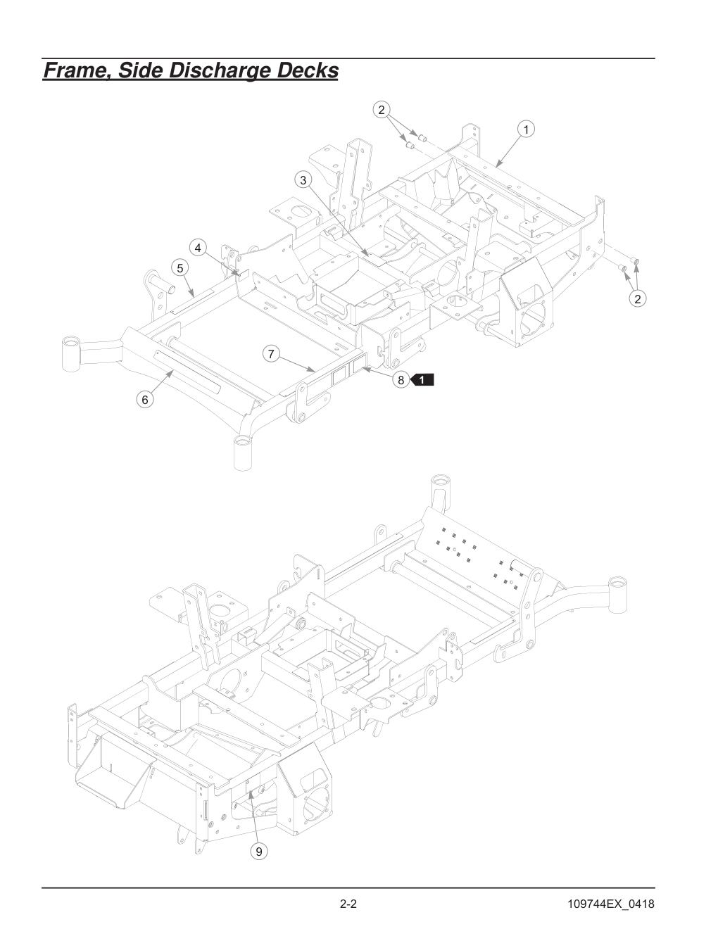 Hustler® Diesel Z Parts Manual - 605696 - Frame, Side Discharge Decks diagram
