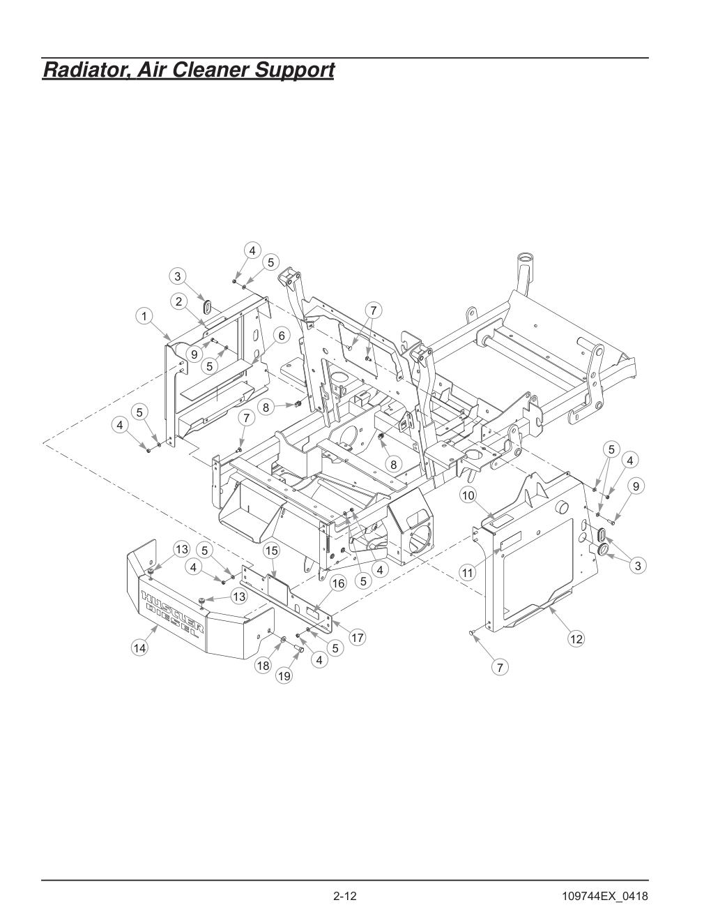 Hustler® Diesel Z Parts Manual - 605696 - Radiator, Air Cleaner Support diagram