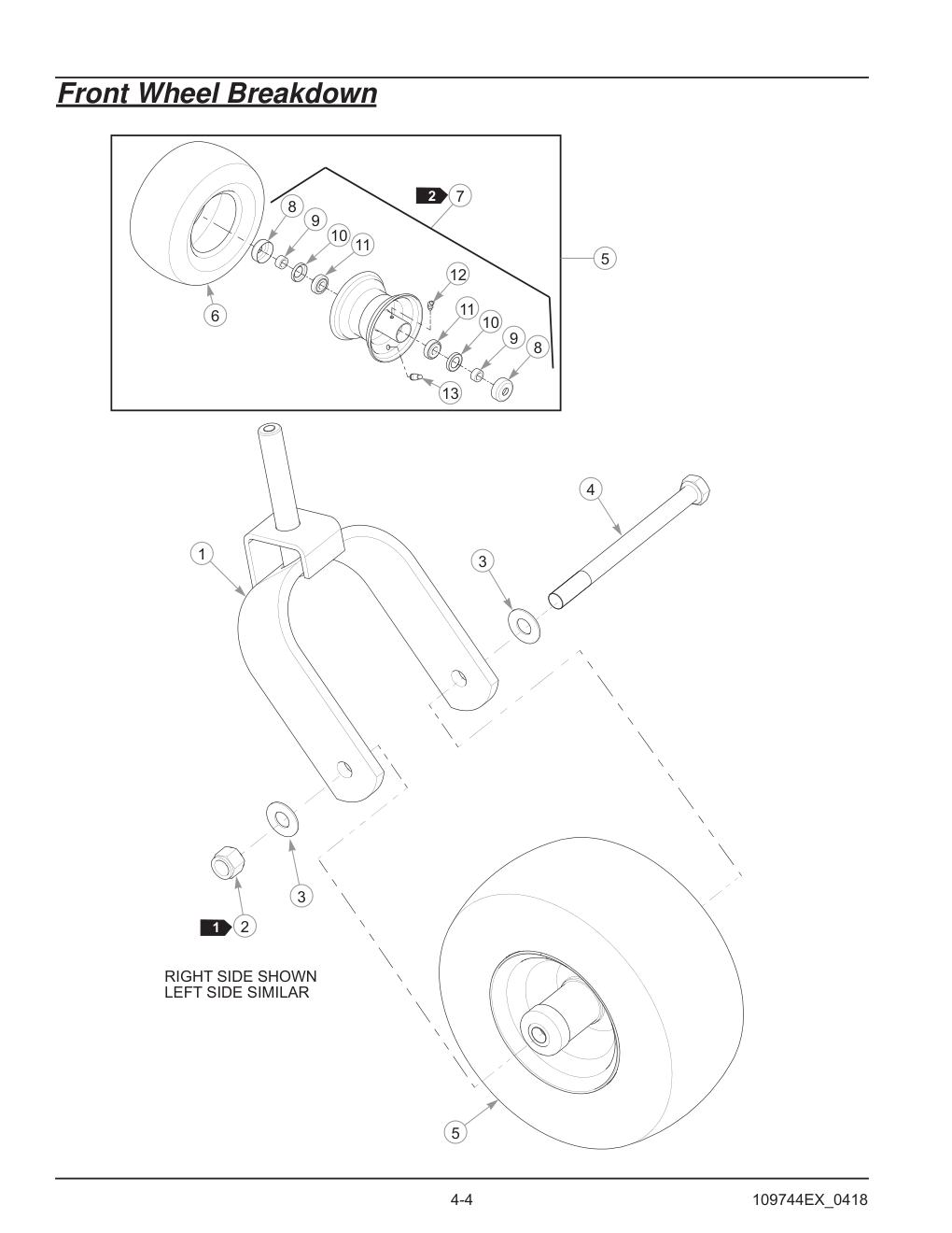 Hustler® Diesel Z Parts Manual - 605696 - Front Wheel Breakdown diagram