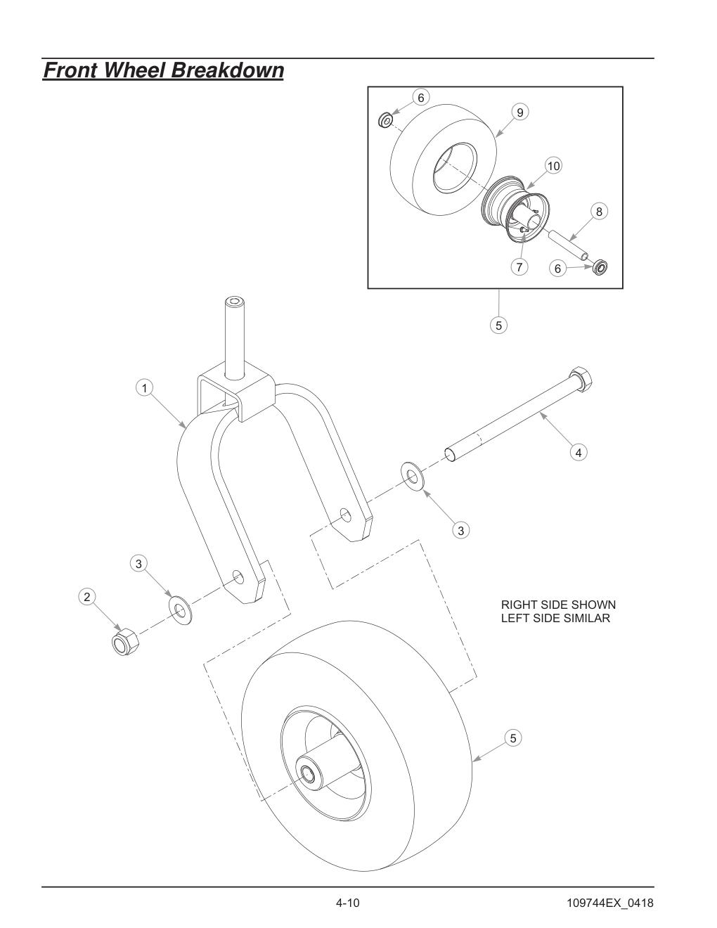 Hustler® Diesel Z Parts Manual - 605696 - Front Wheel Breakdown diagram