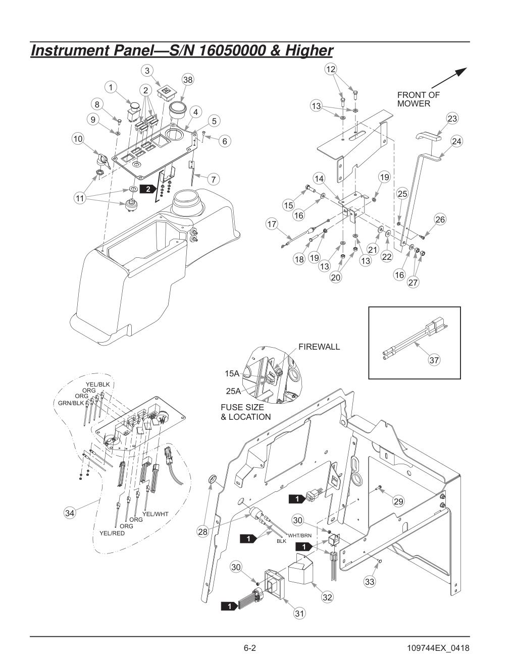 Hustler® Diesel Z Parts Manual - 605696 - Instrument Panel-S/N 16050000 & Higher diagram