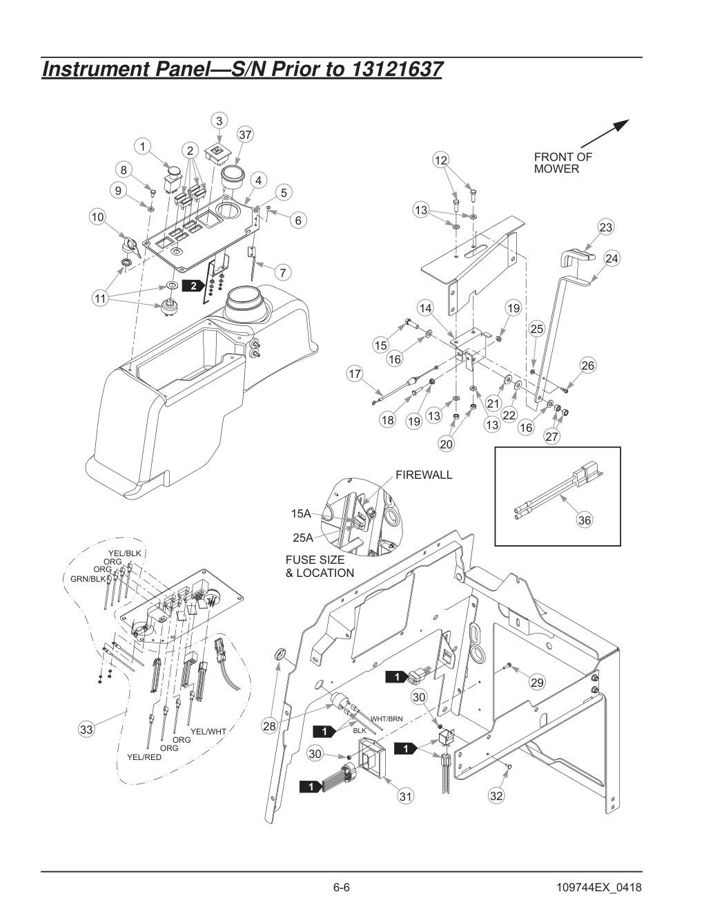 Hustler® Diesel Z Parts Manual - 605696 - Instrument Panel-S/N Prior to 13121637 diagram