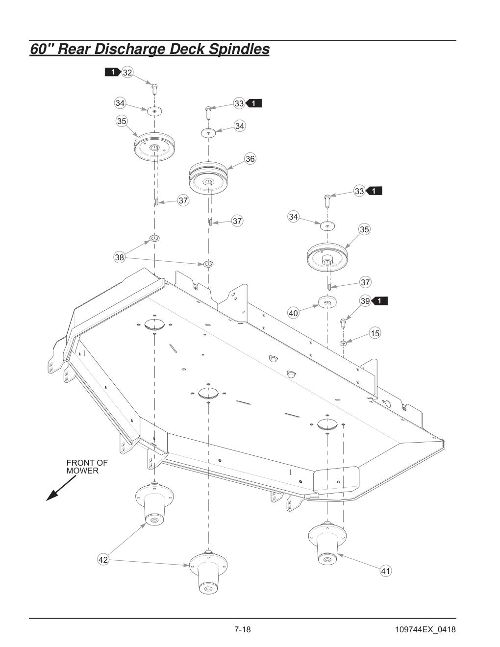 Hustler® Diesel Z Parts Manual - 605696 - 60" Rear Discharge Deck Spindles diagram