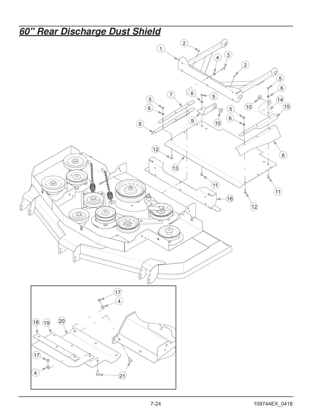 Hustler® Diesel Z Parts Manual - 605696 - 60" Rear Discharge Dust Shield diagram