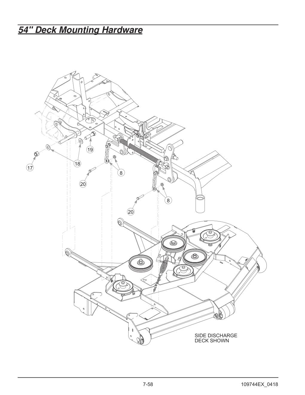 Hustler® Diesel Z Parts Manual - 605696 - 54" Deck Mounting Hardware diagram