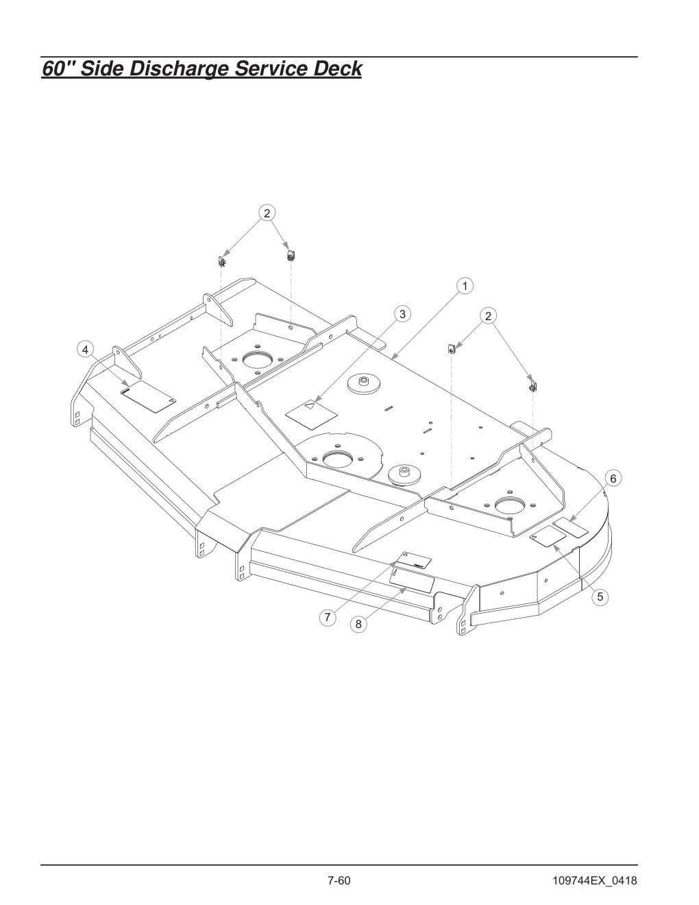 Hustler® Diesel Z Parts Manual - 605696 - 60" Side Discharge Service Deck diagram