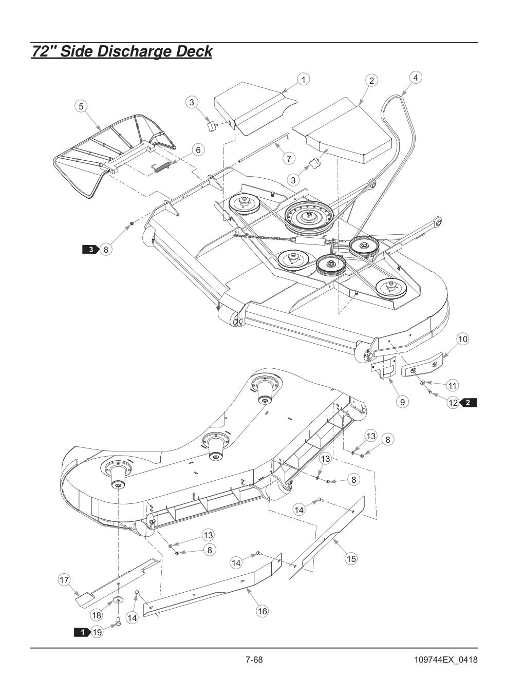 Hustler® Diesel Z Parts Manual - 605696 - 72" Side Discharge Deck diagram