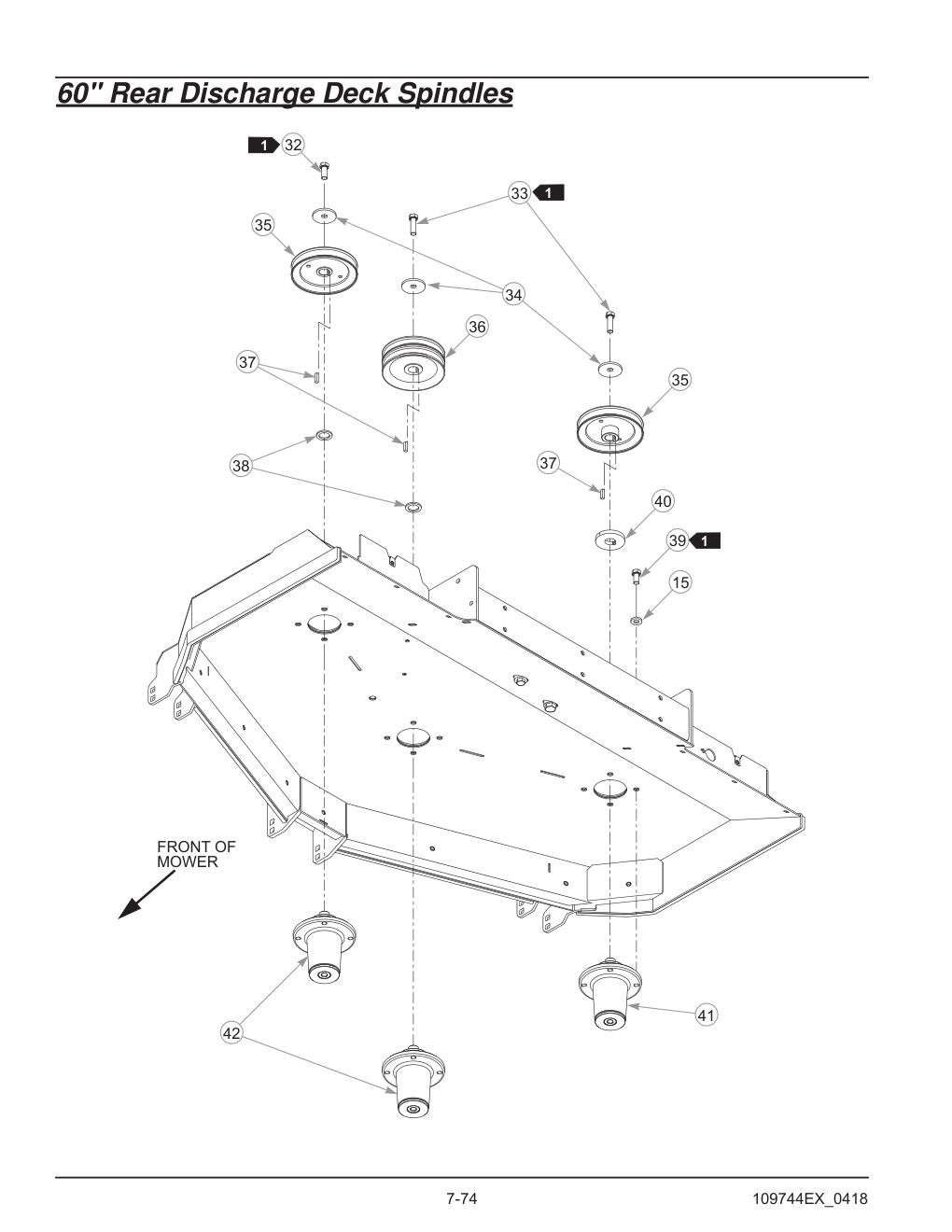 Hustler® Diesel Z Parts Manual - 605696 - 60" Rear Discharge Deck Spindles diagram