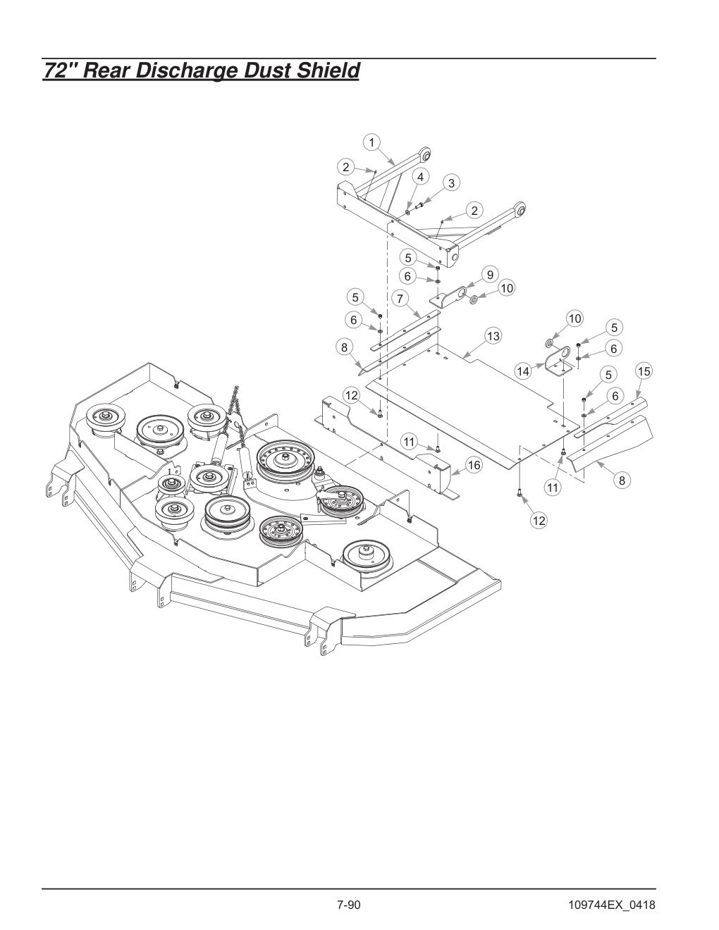 Hustler® Diesel Z Parts Manual - 605696 - 72" Rear Discharge Dust Shield diagram