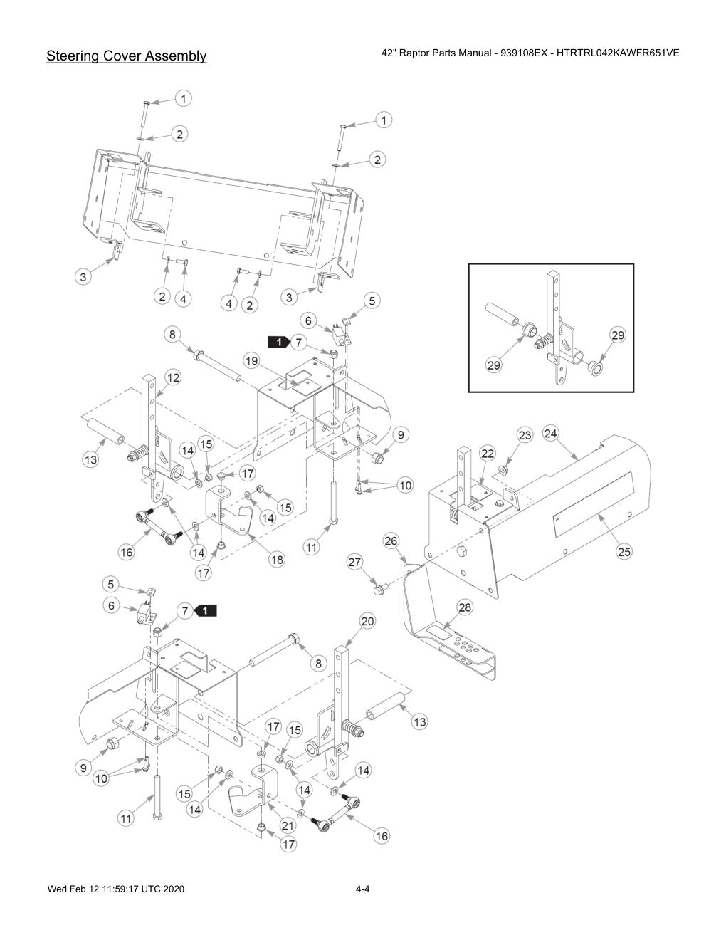 42" Raptor Parts Manual - 939108EX - HTRTRL042KAWFR651VE - 604214 - Steering Cover Assembly diagram