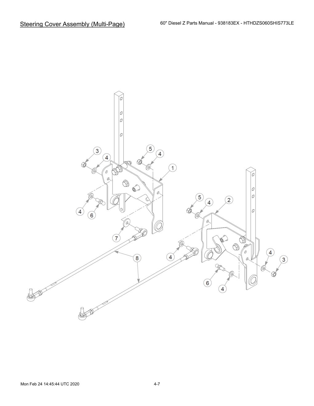 60" Diesel Z Parts Manual - 938183EX - HTHDZS060SHIS773LE - 607407 - Steering Cover Assembly (Multi-Page) diagram