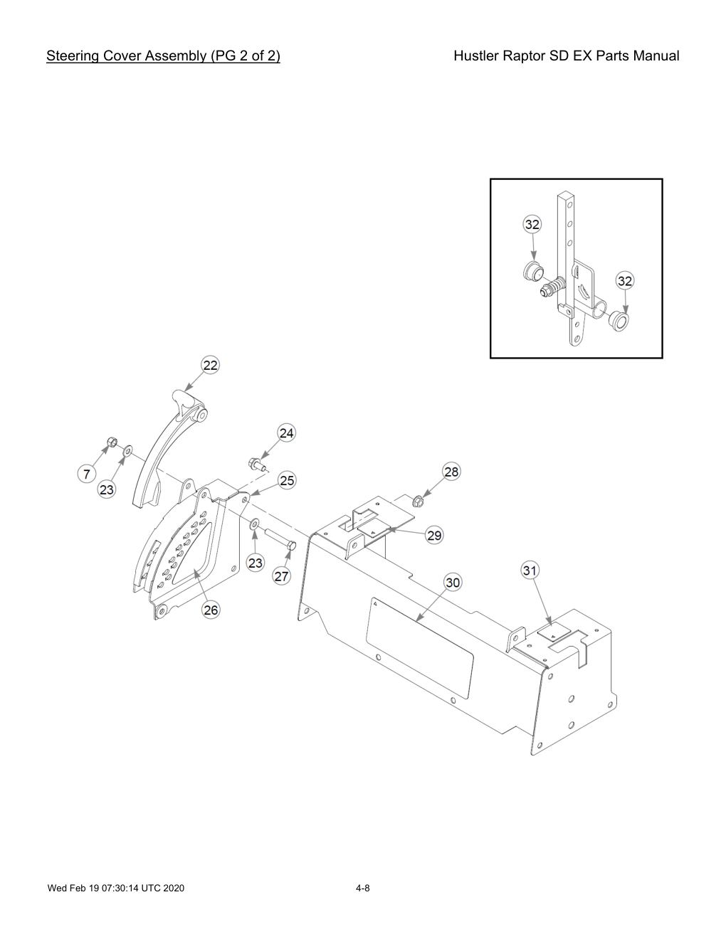 Hustler Raptor SD EX Parts Manual - 604708 - Steering Cover Assembly (PG 2 of 2) diagram