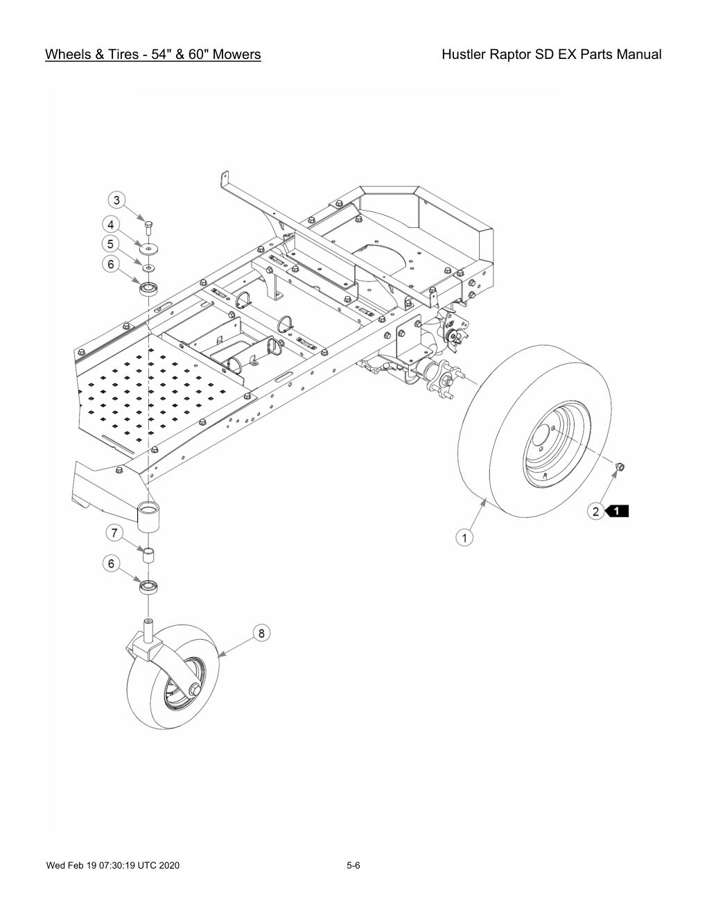 Hustler Raptor SD EX Parts Manual - 604708 - Wheels & Tires - 54" & 60" Mowers diagram