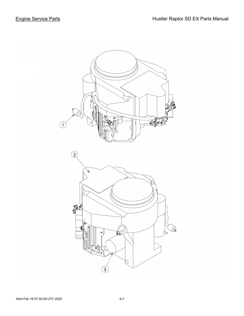 Hustler Raptor SD EX Parts Manual - 604708 - Engine Service Parts diagram