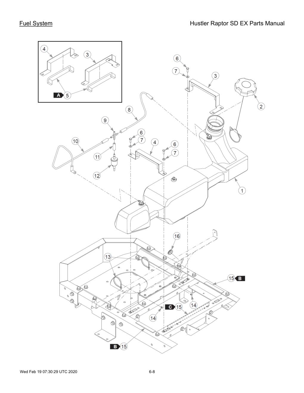Hustler Raptor SD EX Parts Manual - 604708 - Fuel System diagram
