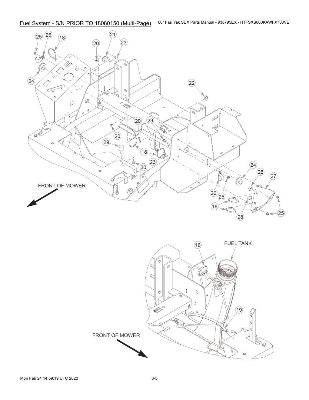 60" FasTrak SDX Parts Manual - 938795EX - HTFSXS060KAWFX730VE - 605380 - Fuel System - S/N PRIOR TO 18080150 (Multi-Page) diagram