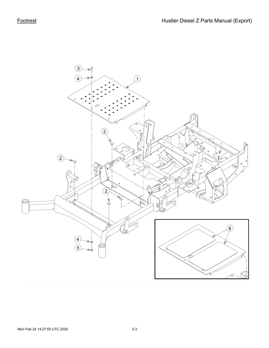 Hustler Diesel Z Parts Manual (Export) - 782078 - Footrest diagram