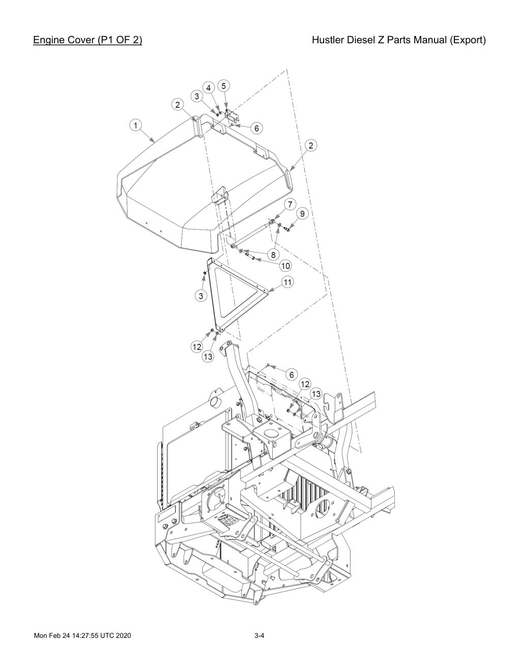 Hustler Diesel Z Parts Manual (Export) - 782078 - Engine Cover (P1 OF 2) diagram